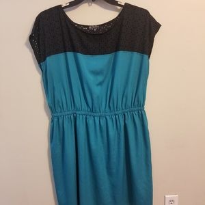 BeBop 3X Women's Black and Turquoise Dress